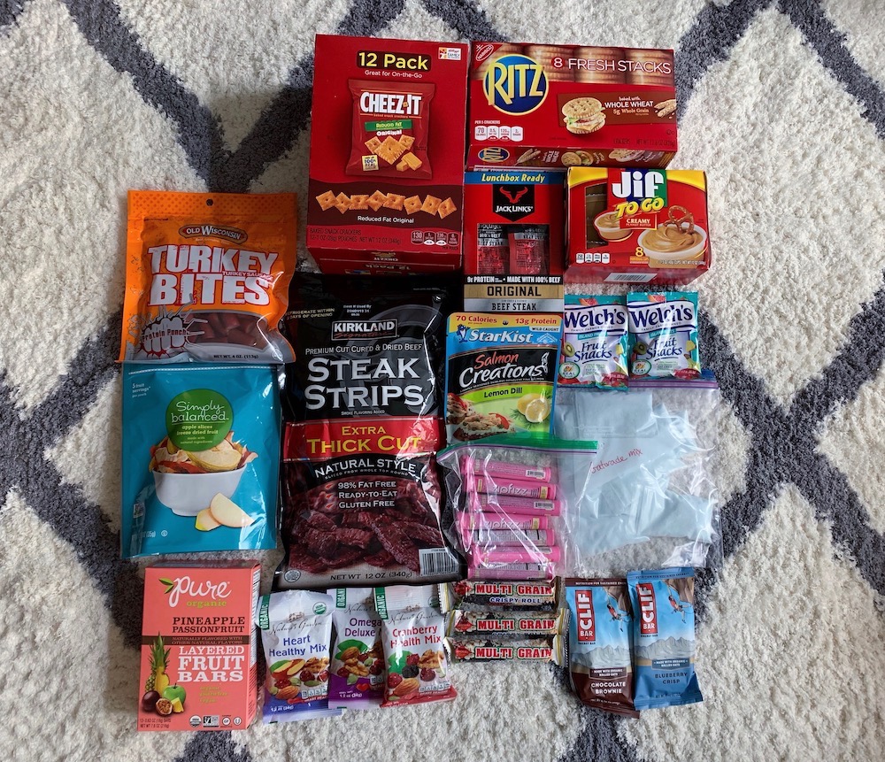 various packaged food options for mission trip